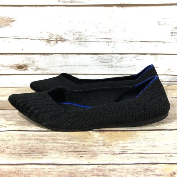 Rothy's The Point Ballet Pointed Flats Womens Size 10.5 Black Knit Slip On - Picture 3 of 11